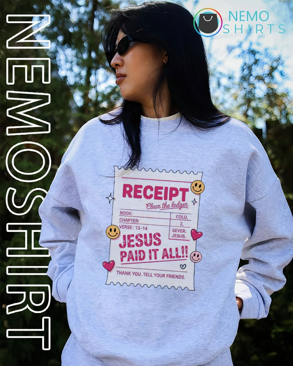 Receipt clear the ledger Jesus paid it all thank you - Adult & Kids T-Shirts, Sweatshirts & Hoodies apparel design preview 4