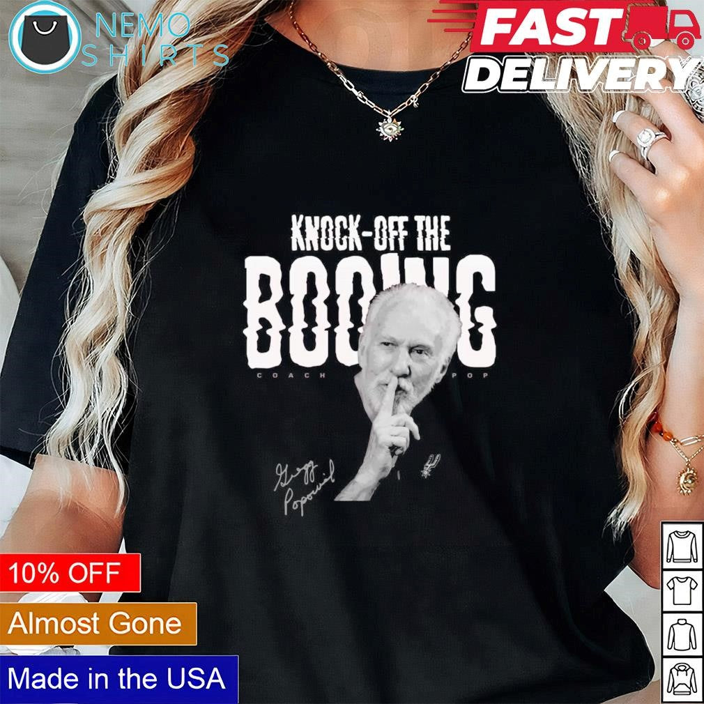 Gregg Popovich knock off the booing signature - Adult & Kids T-Shirts, Sweatshirts & Hoodies apparel design preview 1