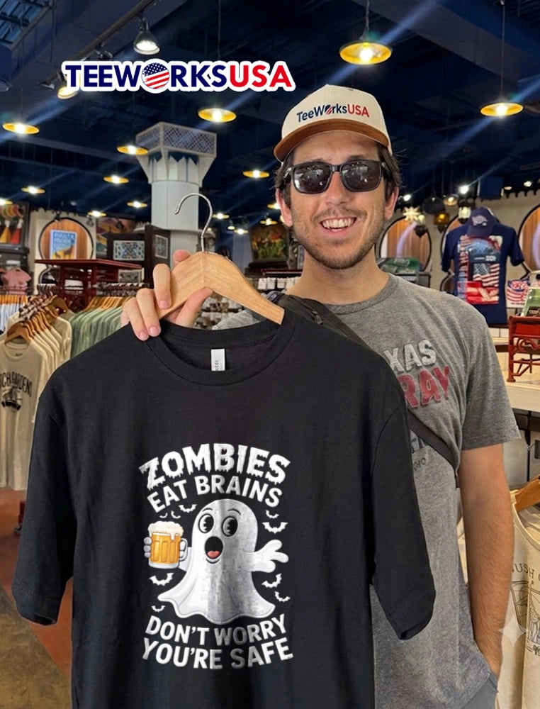 Zombies Eat Brains Dont Worry You Are Safe ghost - Adult & Kids T-Shirts, Sweatshirts & Hoodies apparel design preview 2