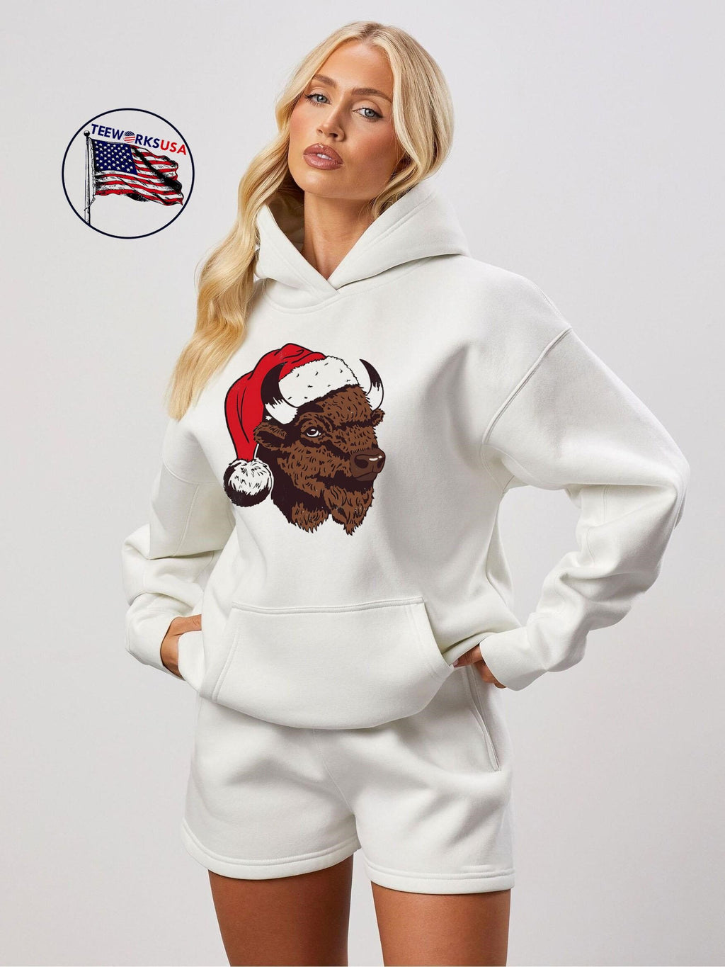 Santa Bison Buffalo - Adult & Kids T-Shirts, Sweatshirts & Hoodies apparel design preview 2