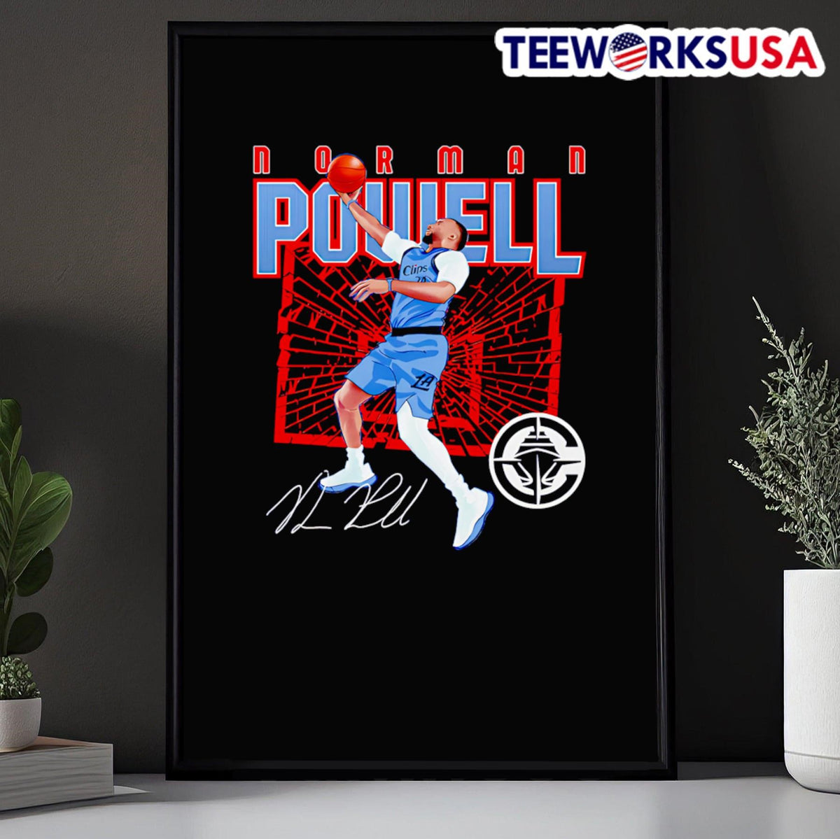 Norman Powell Los Angeles Clippers Shattered - Adult & Kids T-Shirts, Sweatshirts & Hoodies apparel design preview 4
