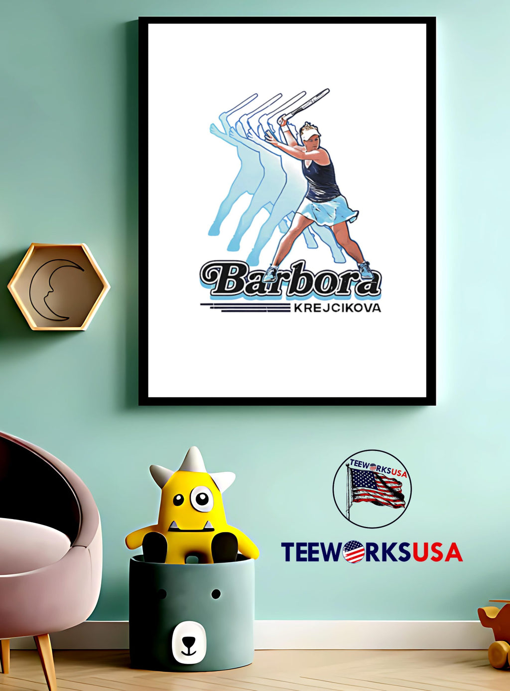 Barbora Krejcikova Retro - Adult & Kids T-Shirts, Sweatshirts & Hoodies apparel design preview 3