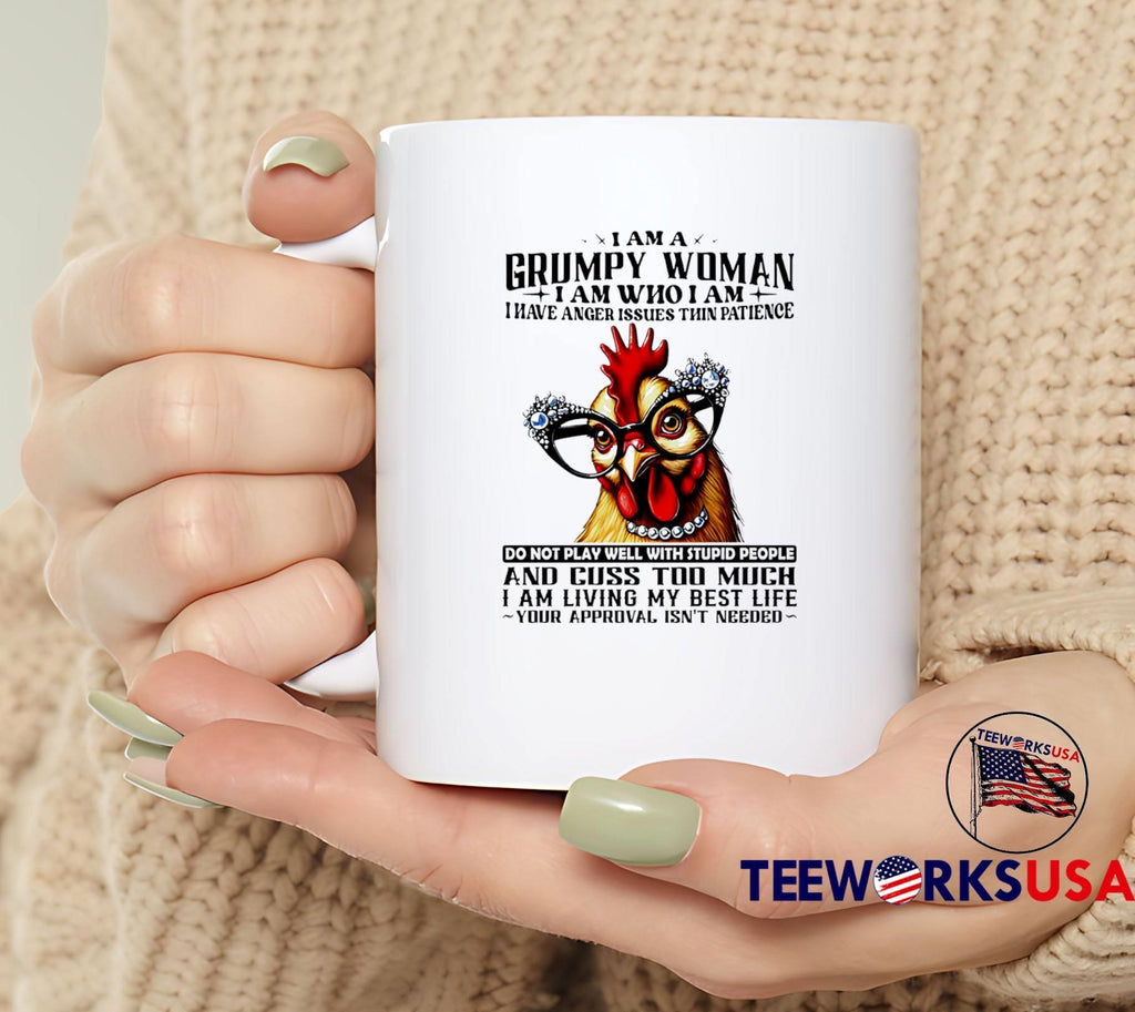 Chicken I Am A Grumpy Woman Whо І Аm Таm Have Anger - Adult & Kids T-Shirts, Sweatshirts & Hoodies apparel design preview 6