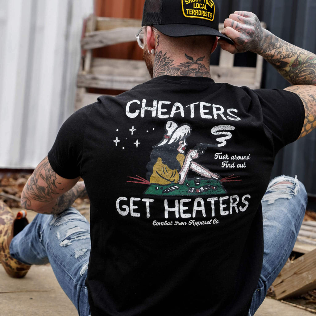 Cheaters Get Heaters Cowboy Edition Men's - Adult & Kids T-Shirts, Sweatshirts & Hoodies apparel design preview 2