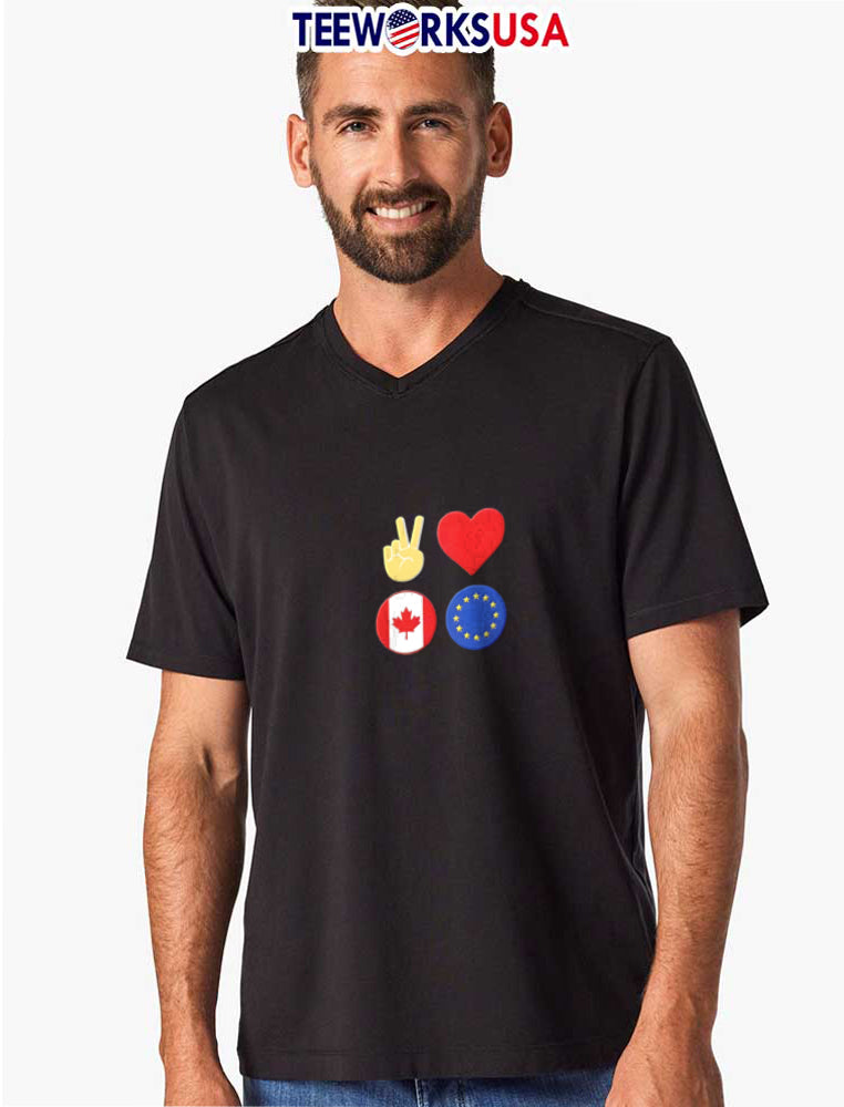 Peace love Canada European Union - Adult & Kids T-Shirts, Sweatshirts & Hoodies apparel design preview 8