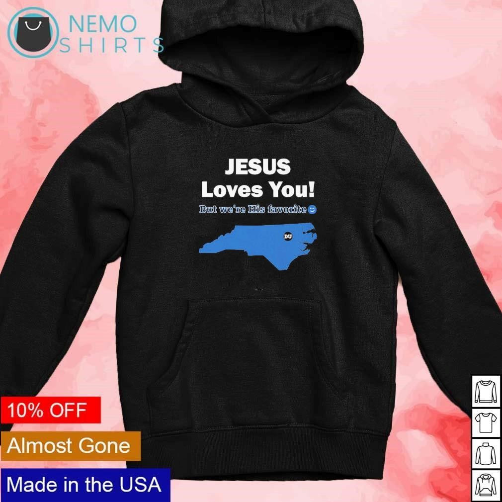 Jesus loves you Duke state map - Adult & Kids T-Shirts, Sweatshirts & Hoodies apparel design preview 2
