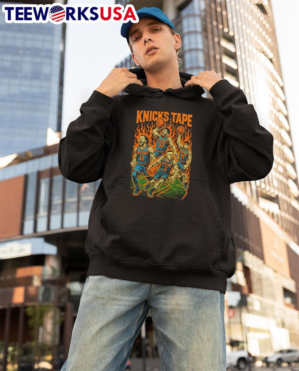 Knicks Tape Inferno heat - Adult & Kids T-Shirts, Sweatshirts & Hoodies apparel design preview 3