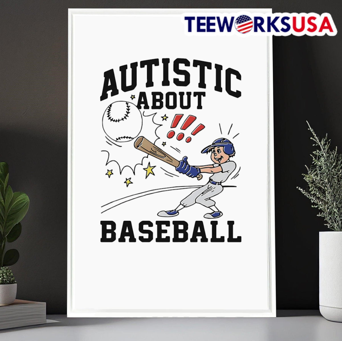 Autistic About Baseball Illustration - Adult & Kids T-Shirts, Sweatshirts & Hoodies apparel design preview 6
