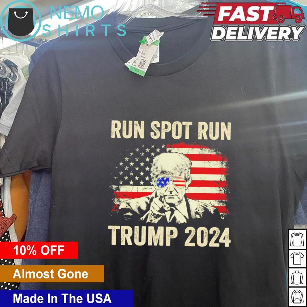 Run spot Trump 2024 vintage US flag - Adult & Kids T-Shirts, Sweatshirts & Hoodies apparel design preview 5