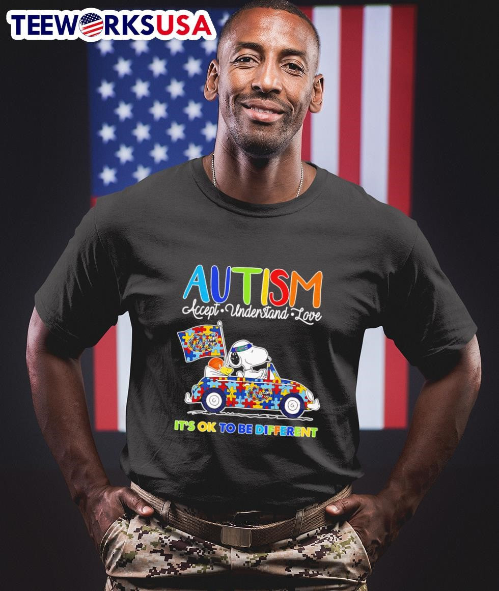 Snoopy Autism accept understand love it's ok to be - Adult & Kids T-Shirts, Sweatshirts & Hoodies apparel design preview 1