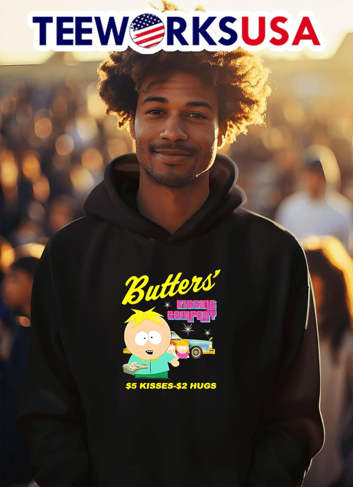 South Park Butter's kissing company 5 kisses 2 hugs - Adult & Kids T-Shirts, Sweatshirts & Hoodies apparel design preview 2