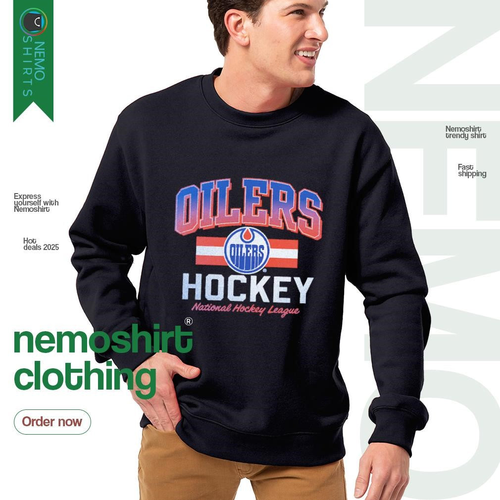 Edmonton Oilers national hockey league retro stripe - Adult & Kids T-Shirts, Sweatshirts & Hoodies apparel design preview 4