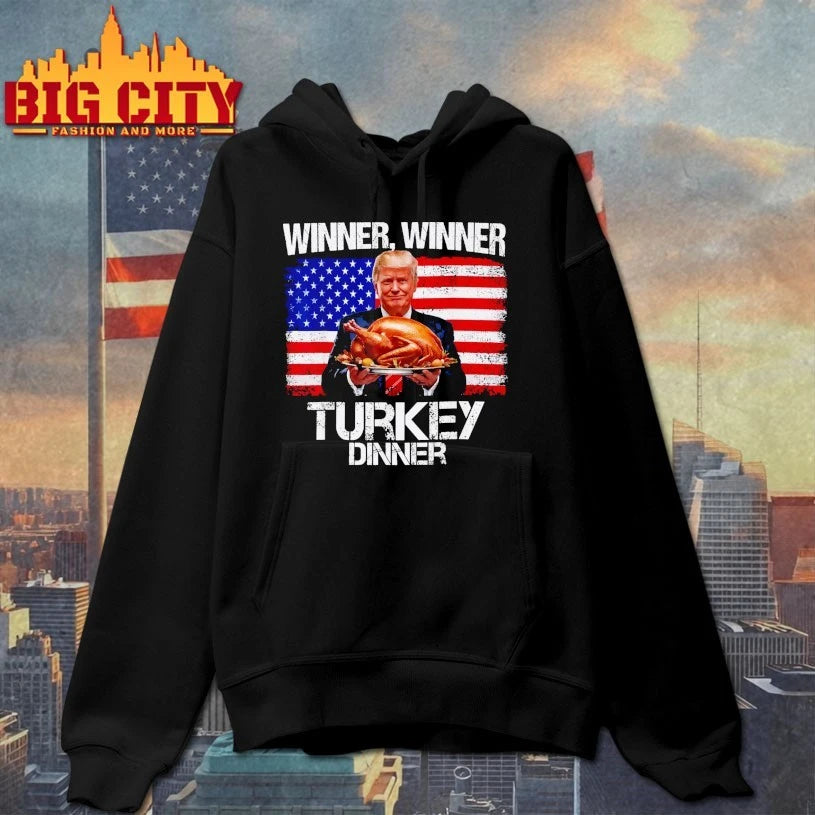 Trump Winner Turkey Dinner Thanksgiving American Flag - Adult & Kids T-Shirts, Sweatshirts & Hoodies apparel design preview 2