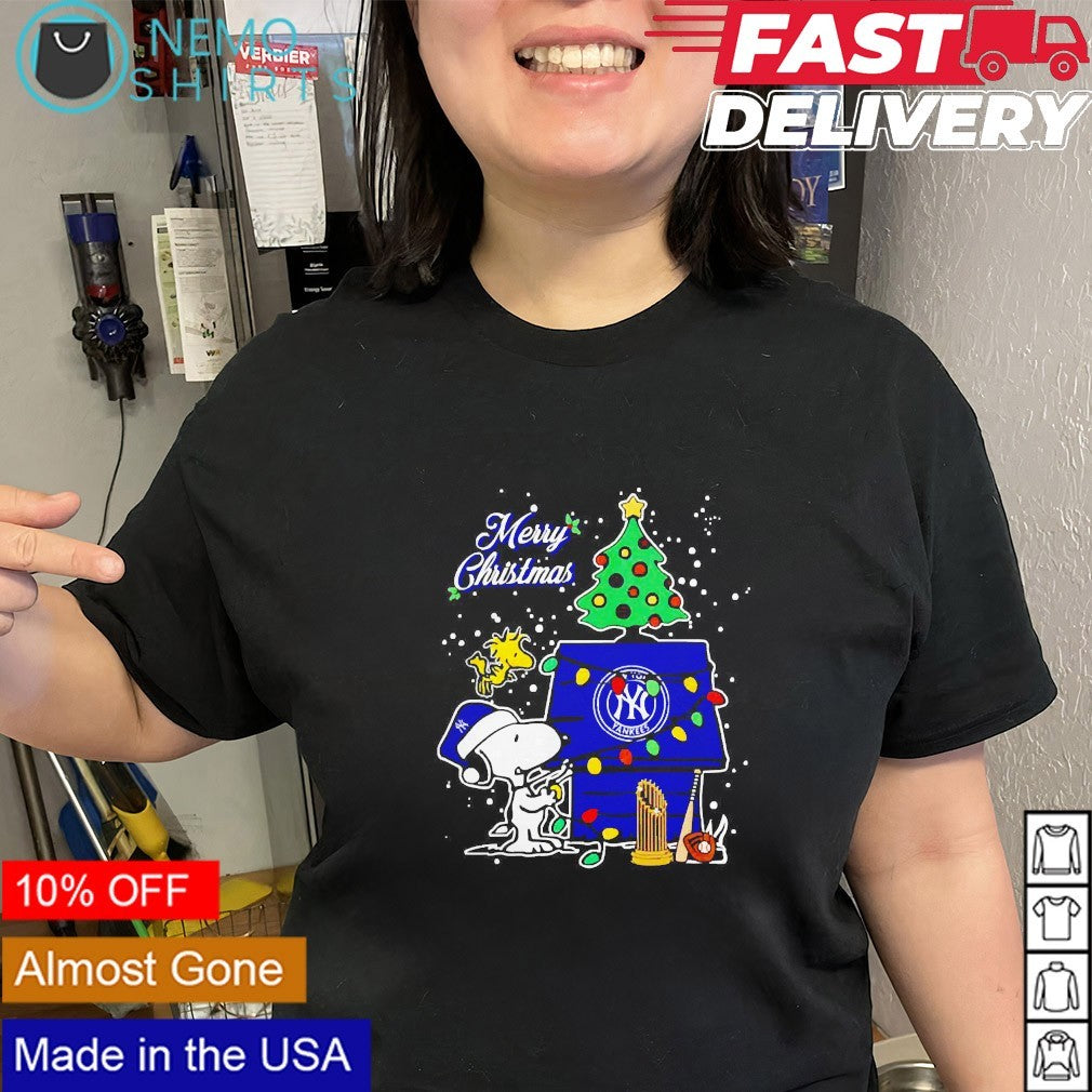 New York Yankees Snoopy Merry Christmas baseball - Adult & Kids T-Shirts, Sweatshirts & Hoodies apparel design preview 3