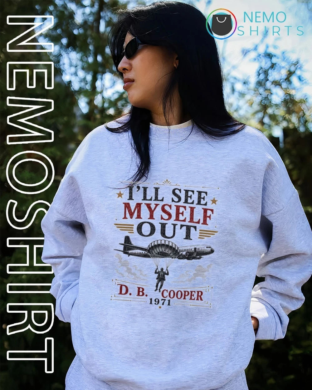 D. B. Cooper 1971 I'll See Myself Out - Adult & Kids T-Shirts, Sweatshirts & Hoodies apparel design preview 4