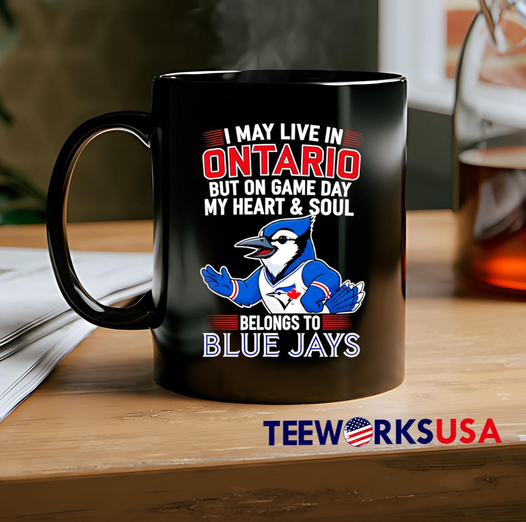 I may live in Ontario but on game day my heart and - Adult & Kids T-Shirts, Sweatshirts & Hoodies apparel design preview 2