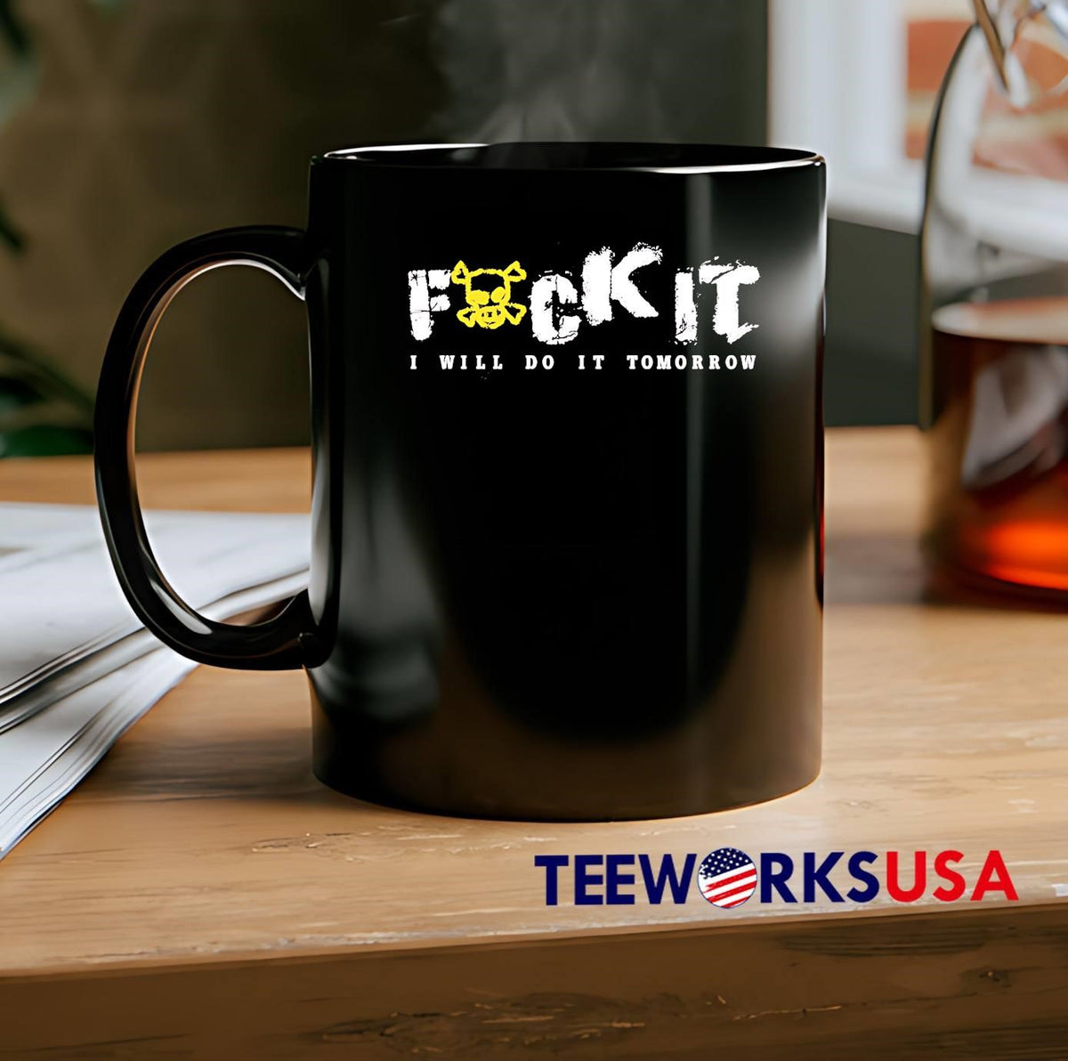 Premium Fuck It I Will Do Tomorrow Skull Crossbones - Adult & Kids T-Shirts, Sweatshirts & Hoodies apparel design preview 2