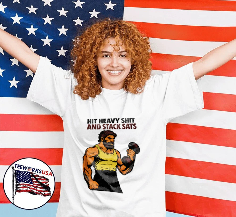 Hit Heavy Shit And Stack Sats Gym - Adult & Kids T-Shirts, Sweatshirts & Hoodies apparel design preview 2