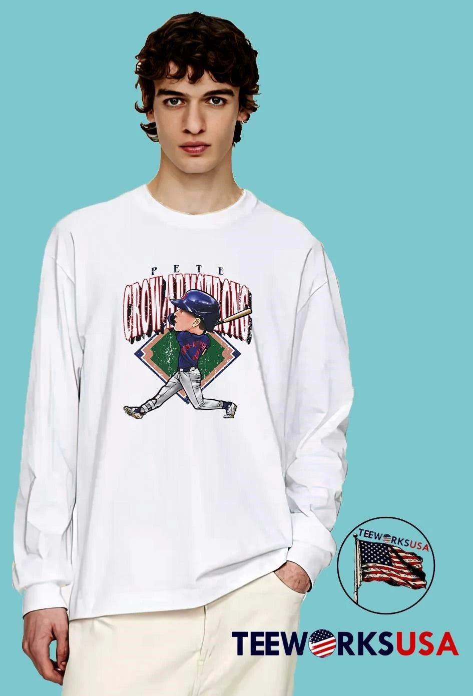 Pete Crow-Armstrong Batting Swing Chicago Cubs - Adult & Kids T-Shirts, Sweatshirts & Hoodies apparel design preview 3
