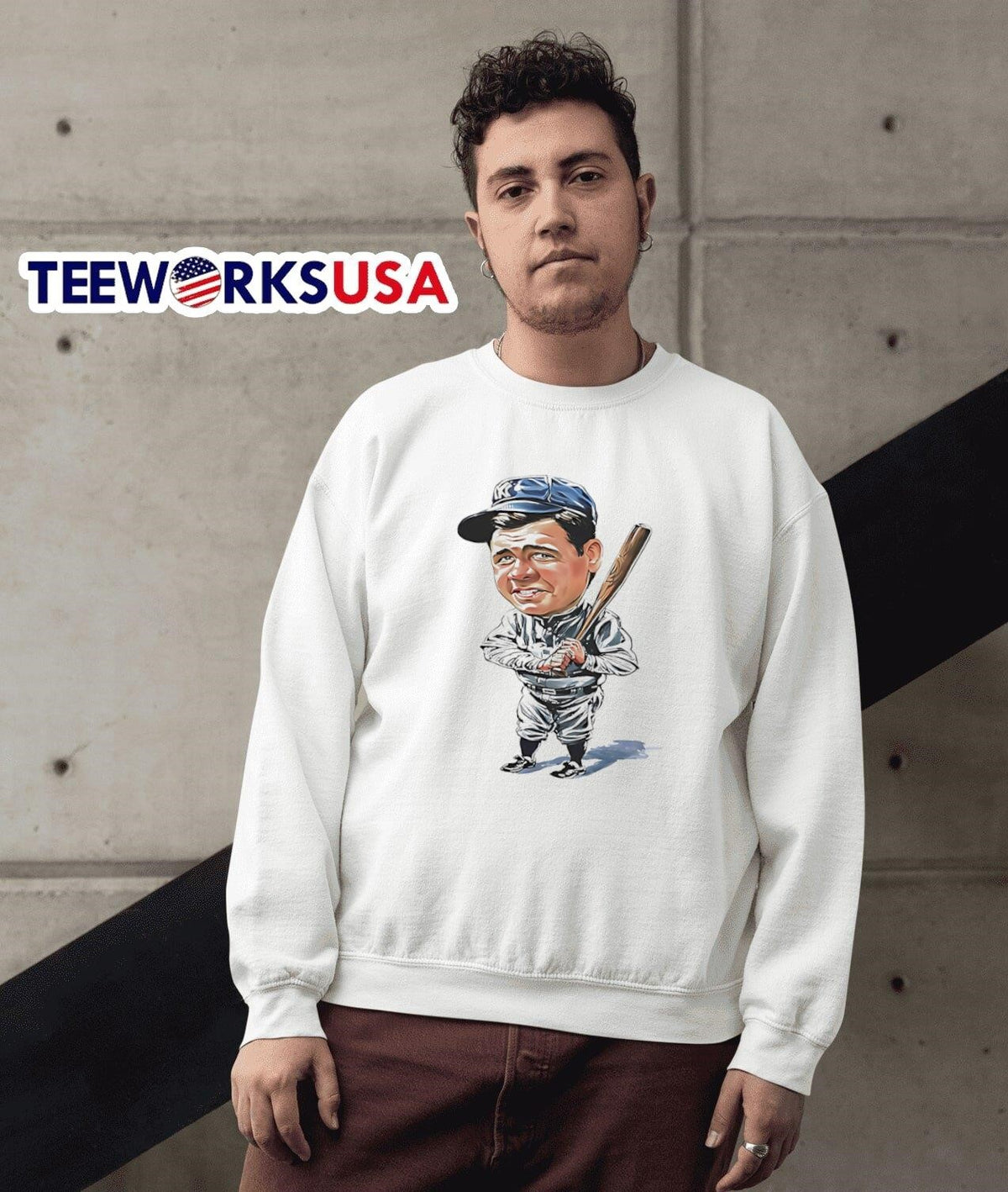 Babe Ruth NY Baseball Retro - Adult & Kids T-Shirts, Sweatshirts & Hoodies apparel design preview 3