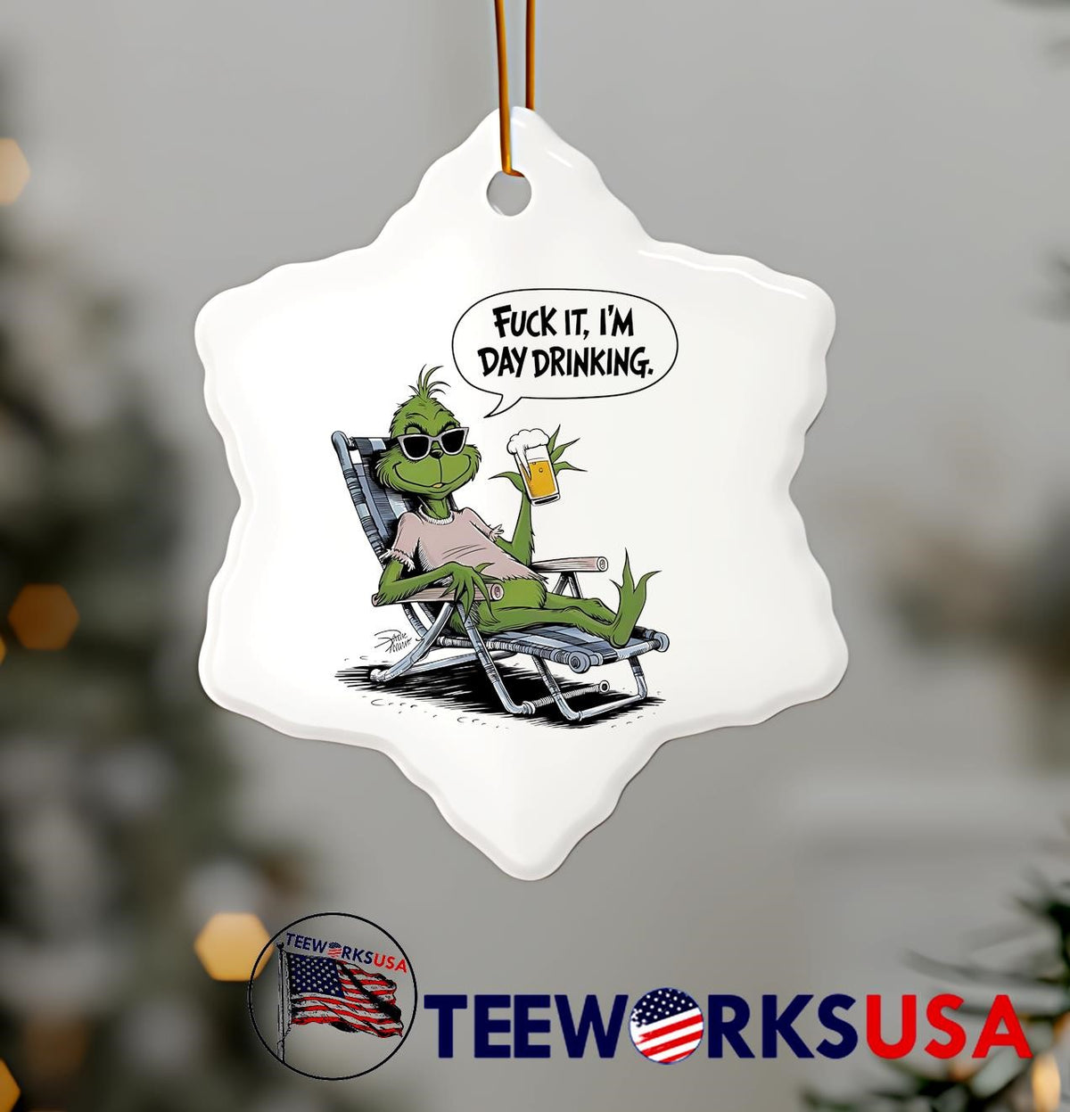Grinch fck it I'm day drinking Christmas - Adult & Kids T-Shirts, Sweatshirts & Hoodies apparel design preview 7
