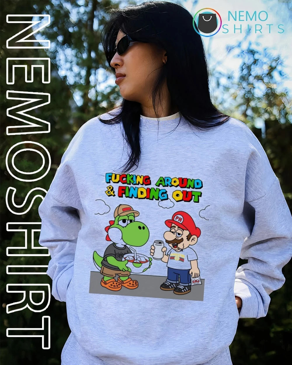 Mario Fucking Around and Finding Out - Adult & Kids T-Shirts, Sweatshirts & Hoodies apparel design preview 4