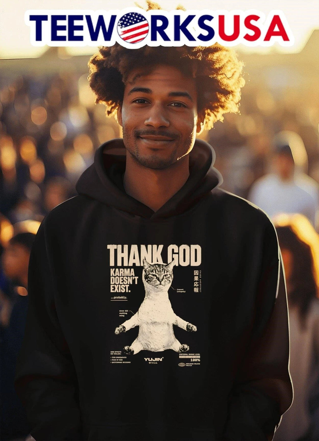 Thank God Karma Doesn't Exist Probably Cat - Adult & Kids T-Shirts, Sweatshirts & Hoodies apparel design preview 2