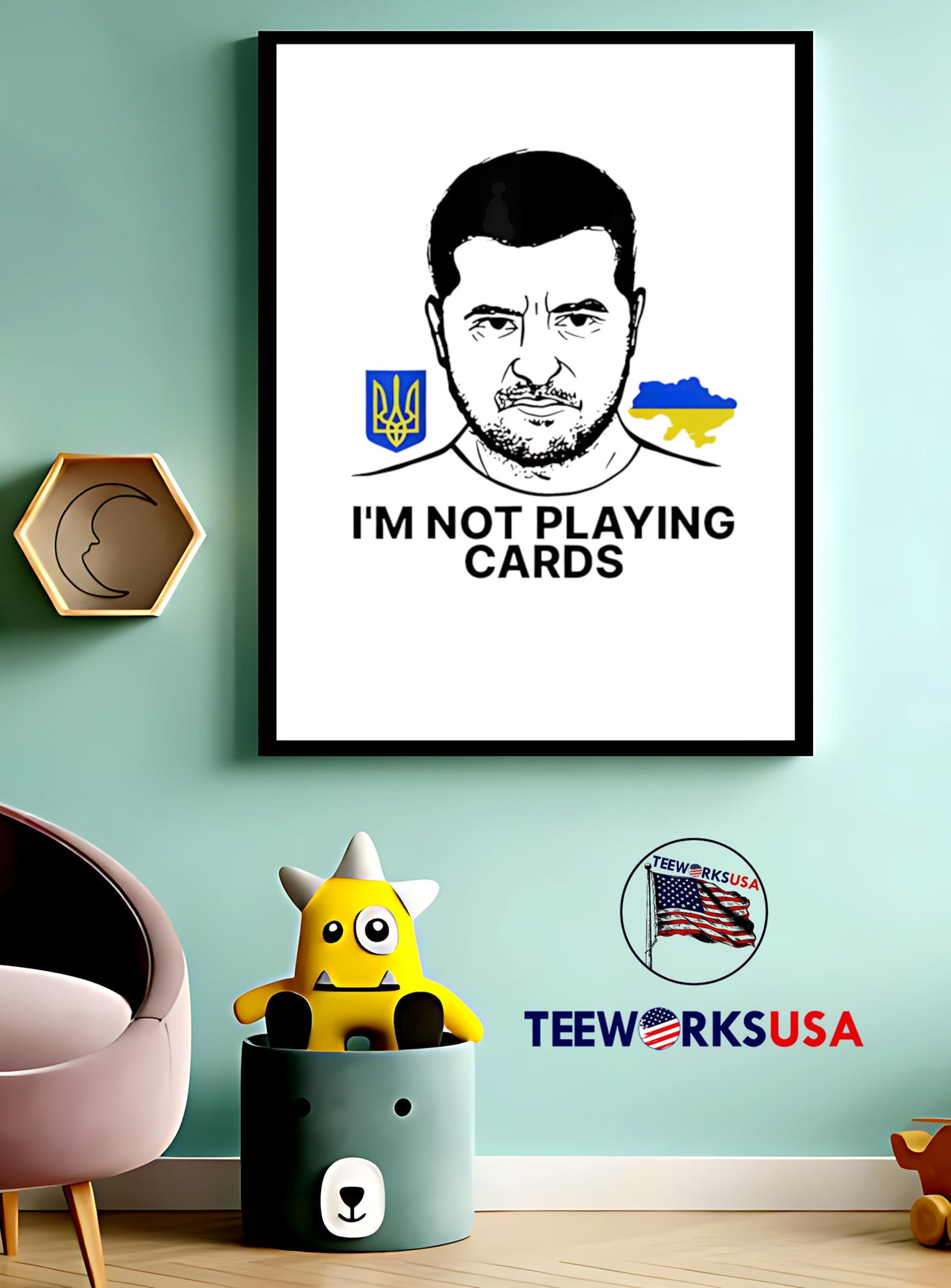 I'm Not Playing Cards Volodymyr Zelensky Ukraine - Adult & Kids T-Shirts, Sweatshirts & Hoodies apparel design preview 3