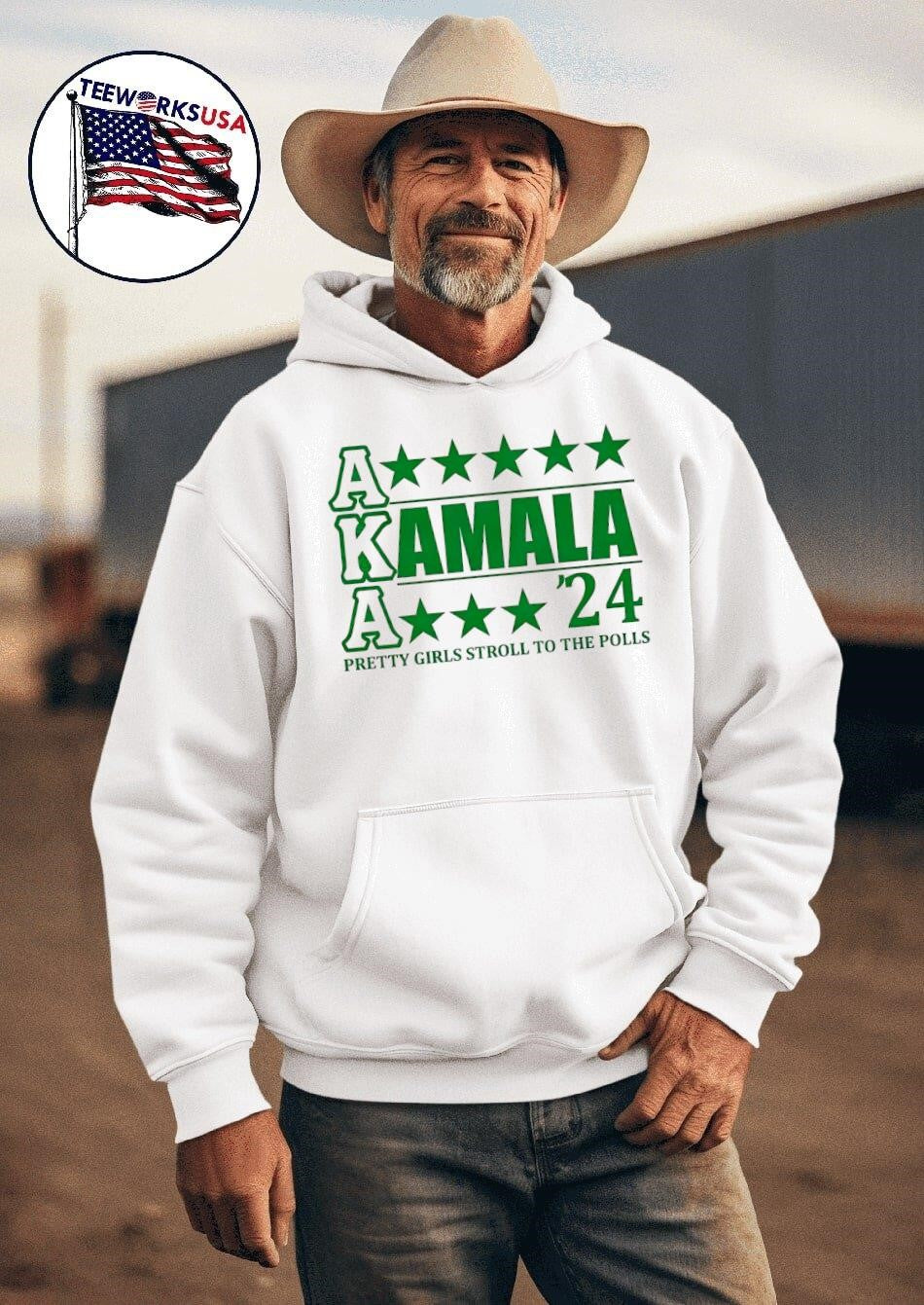 Kamala '24 aka pretty girls stroll to the polls - Adult & Kids T-Shirts, Sweatshirts & Hoodies apparel design preview 2