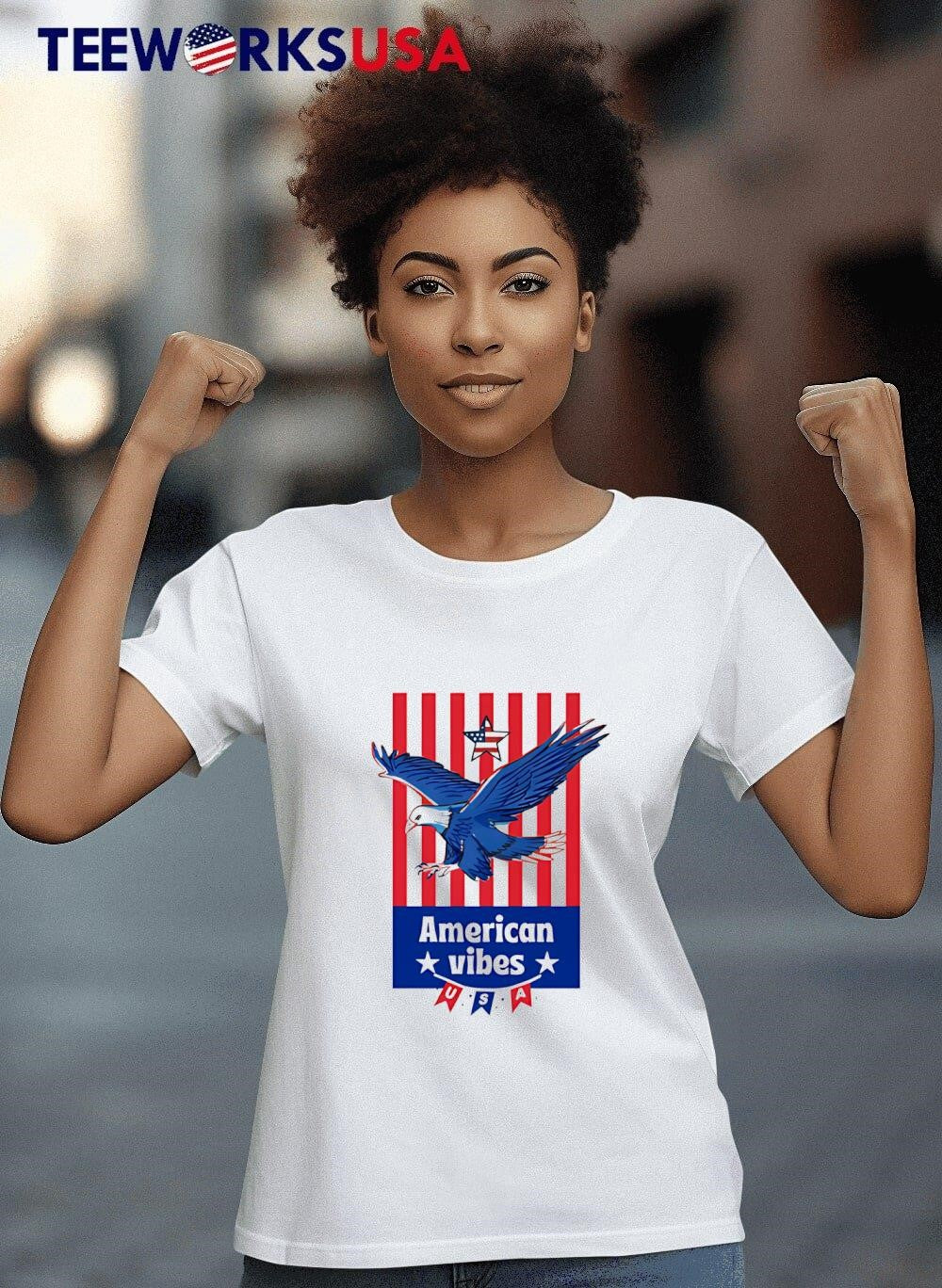American Vibes USA Red White Blue - Adult & Kids T-Shirts, Sweatshirts & Hoodies apparel design preview 8