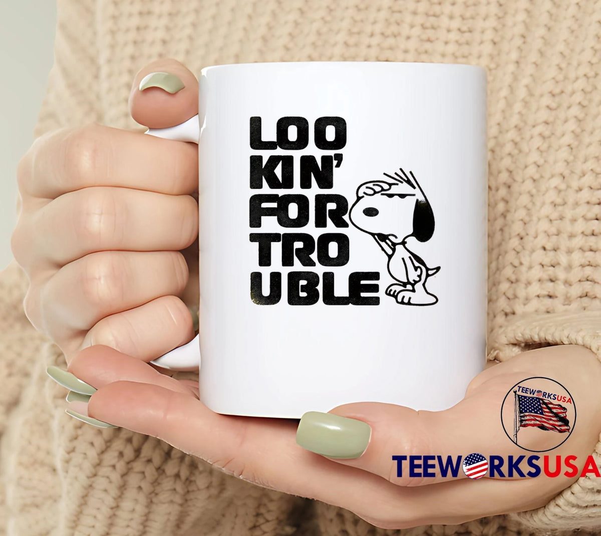 Peanuts Lookin For Trouble Cartoon Snoopy Hand Over - Adult & Kids T-Shirts, Sweatshirts & Hoodies apparel design preview 4