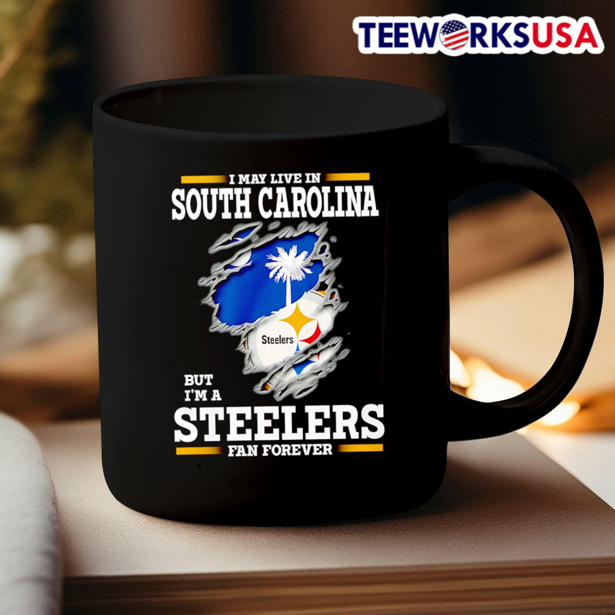 I may live in South Carolina but I'm a Steelers fan - Adult & Kids T-Shirts, Sweatshirts & Hoodies apparel design preview 3
