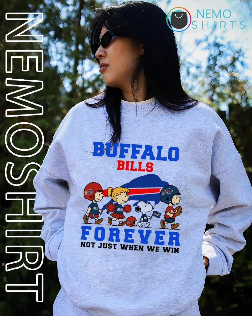 Peanuts characters x Buffalo Bills forever not just - Adult & Kids T-Shirts, Sweatshirts & Hoodies apparel design preview 4