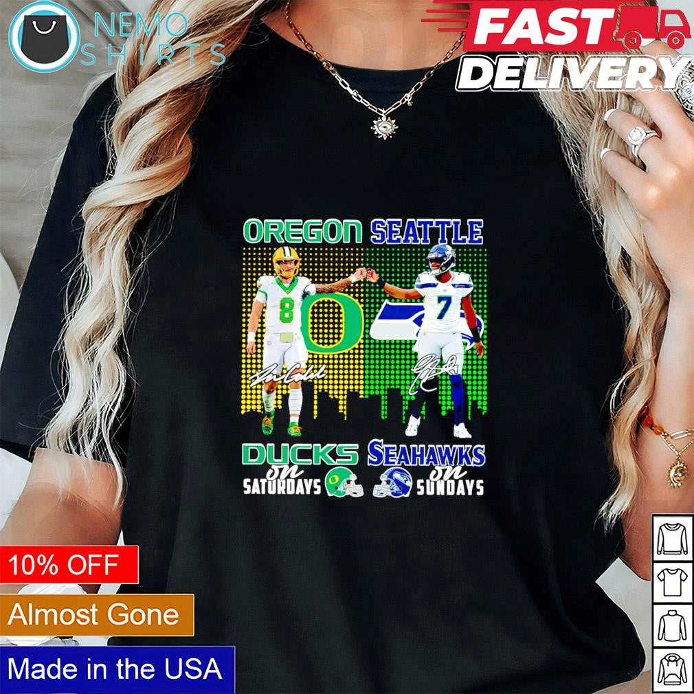 Oregon Ducks Dillon Gabriel on Saturdays and Seattle - Adult & Kids T-Shirts, Sweatshirts & Hoodies apparel design preview 1