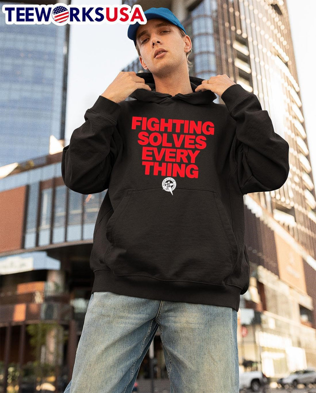 Fighting Solves Everything - Adult & Kids T-Shirts, Sweatshirts & Hoodies apparel design preview 3