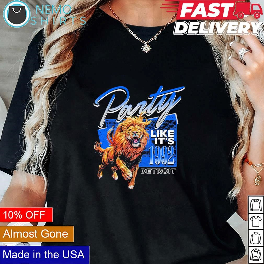 Party like it's 1992 Detroit Lions - Adult & Kids T-Shirts, Sweatshirts & Hoodies apparel design preview 1