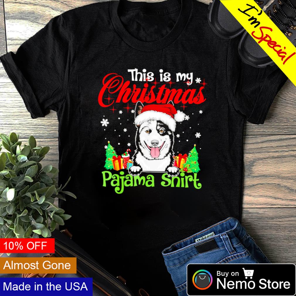 This is my Christmas pajama dog with santa hat - Adult & Kids T-Shirts, Sweatshirts & Hoodies apparel design preview 1