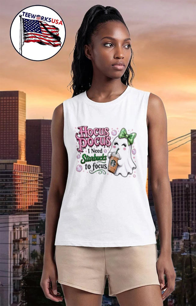 Hocus Pocus I Need Starbucks To Focus Ghost - Adult & Kids T-Shirts, Sweatshirts & Hoodies apparel design preview 6