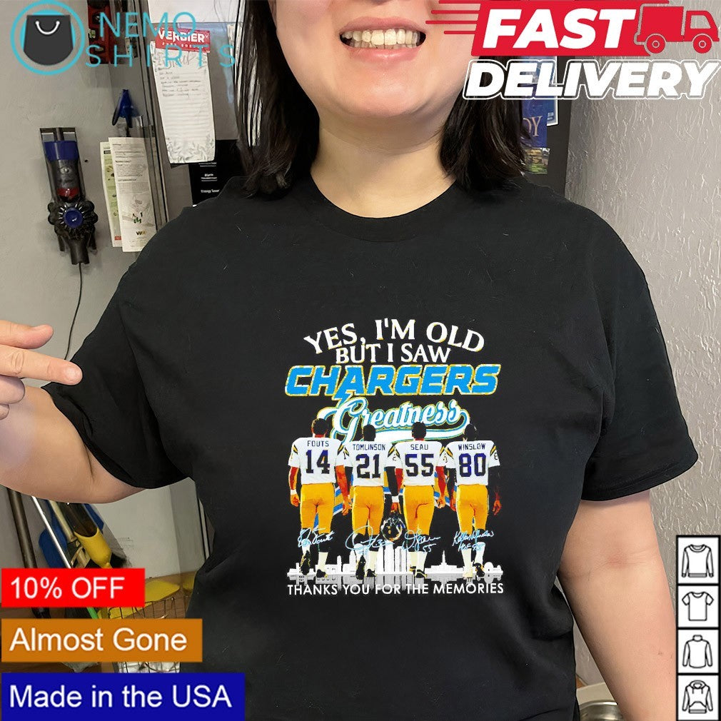 Yes I'm old but I saw Los Angeles Chargers thanks you - Adult & Kids T-Shirts, Sweatshirts & Hoodies apparel design preview 3