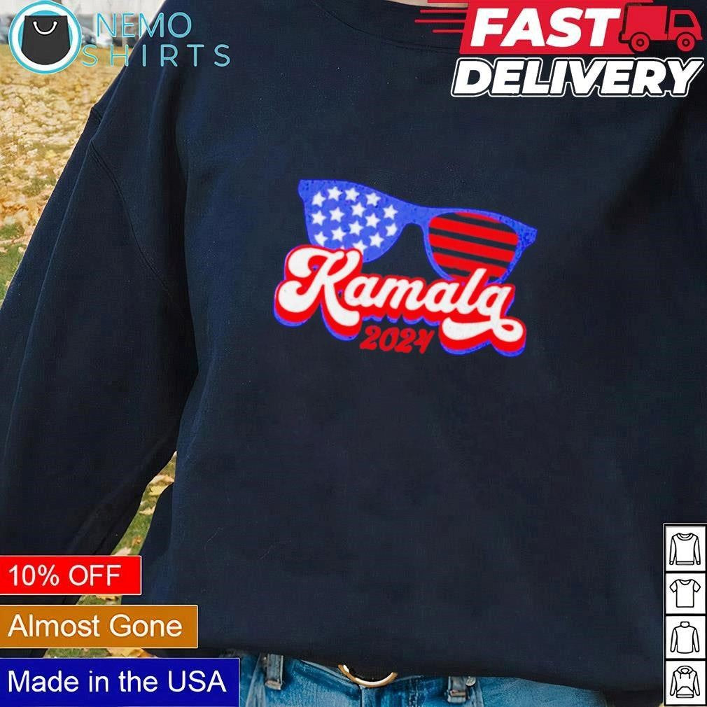 Kamala Harris 2024 USA stars and stripes glasses - Adult & Kids T-Shirts, Sweatshirts & Hoodies apparel design preview 1