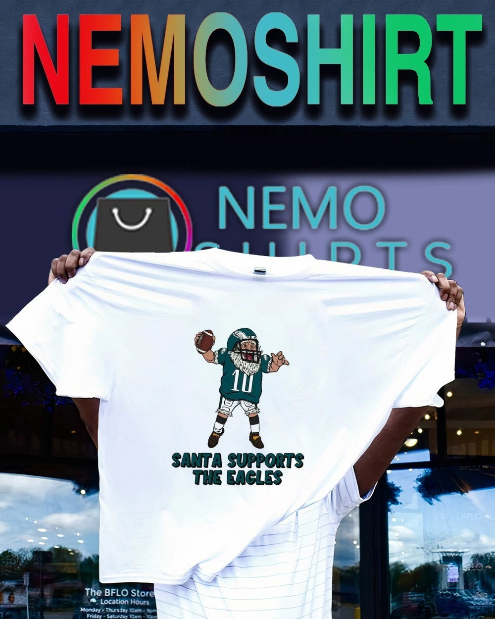 Santa Supports the Philadelphia Eagles - Adult & Kids T-Shirts, Sweatshirts & Hoodies apparel design preview 1