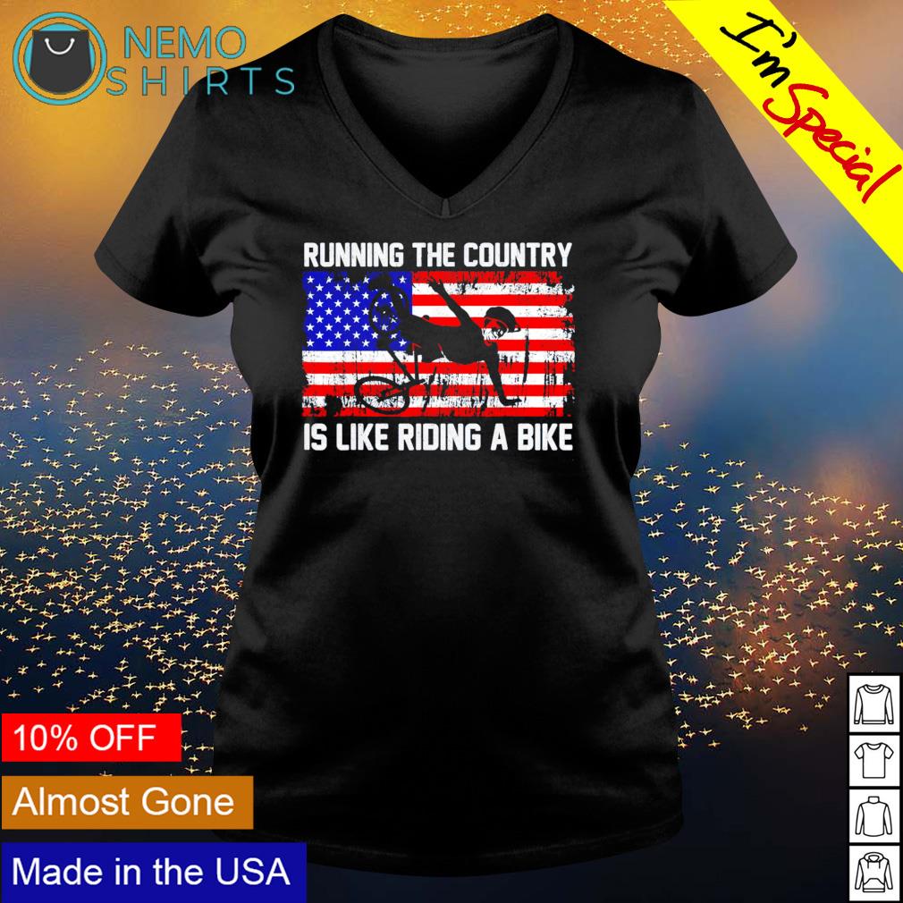 Biden fall off bike running the country is like - Adult & Kids T-Shirts, Sweatshirts & Hoodies apparel design preview 5
