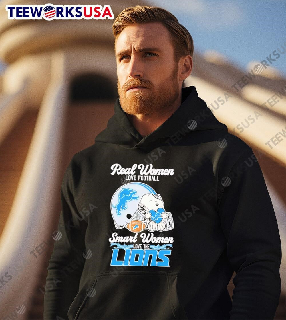 Snoopy Real Women Love Football Smart The Detroit - Adult & Kids T-Shirts, Sweatshirts & Hoodies apparel design preview 2