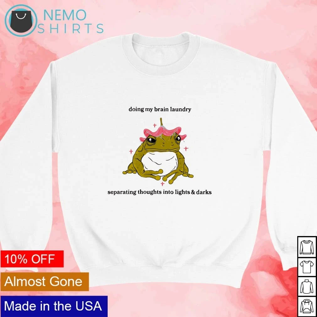 Brain Laundry Frog Separating Thoughts into Lights - Adult & Kids T-Shirts, Sweatshirts & Hoodies apparel design preview 3
