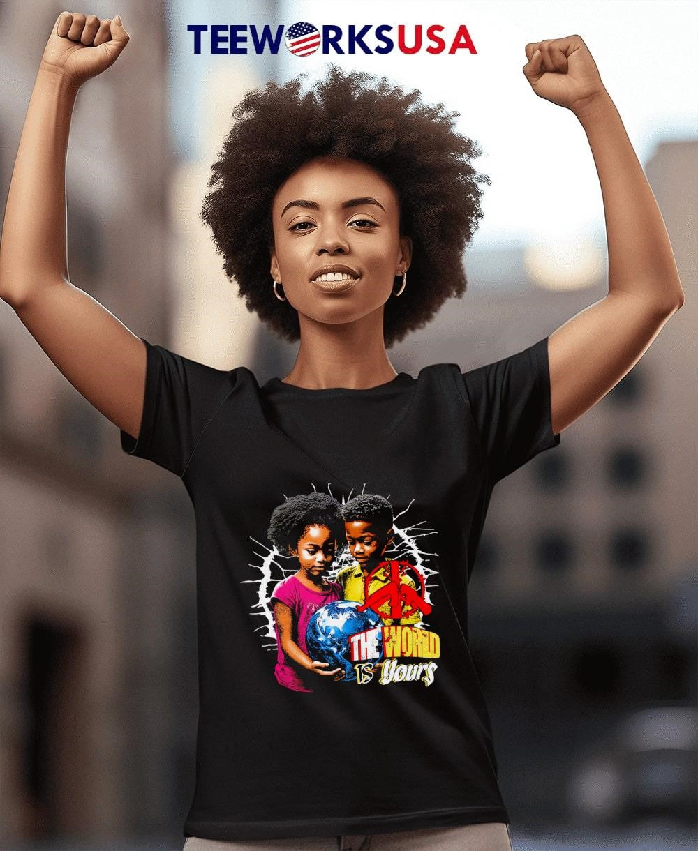 The world is yours retro - Adult & Kids T-Shirts, Sweatshirts & Hoodies apparel design preview 4