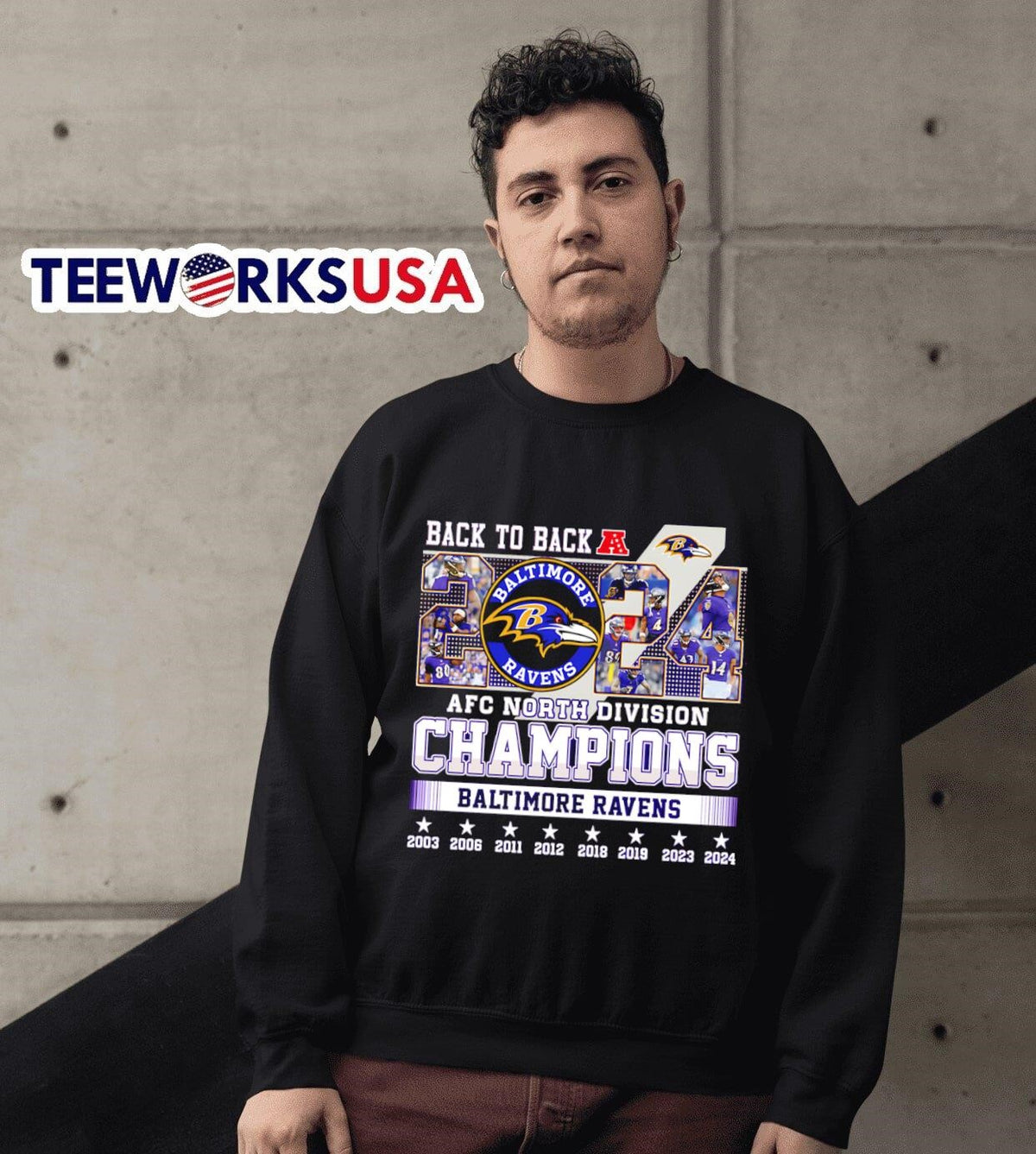 Back to 2024 AFC North Division Champions Baltimore - Adult & Kids T-Shirts, Sweatshirts & Hoodies apparel design preview 6