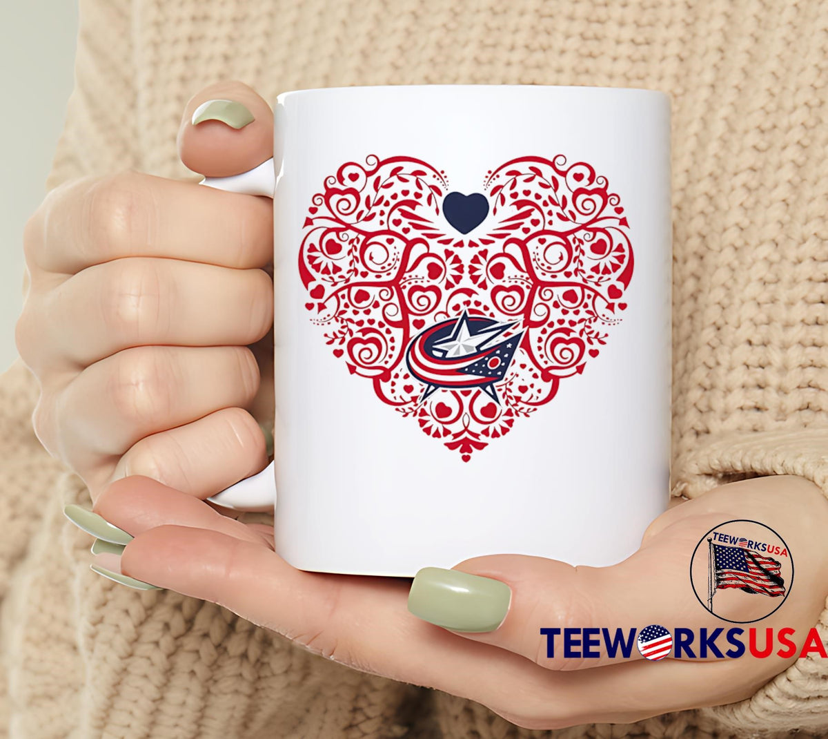 Columbus Blue Jackets Floral Pattern Heart logo - Adult & Kids T-Shirts, Sweatshirts & Hoodies apparel design preview 6