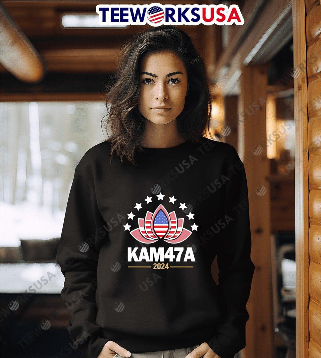 Kamala Harris Lotus Flower Kam47a 47 For President - Adult & Kids T-Shirts, Sweatshirts & Hoodies apparel design preview 3