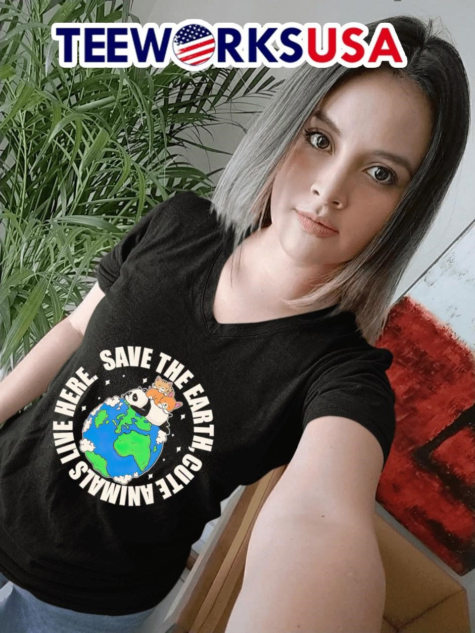Save the earth cute animals live here - Adult & Kids T-Shirts, Sweatshirts & Hoodies apparel design preview 4