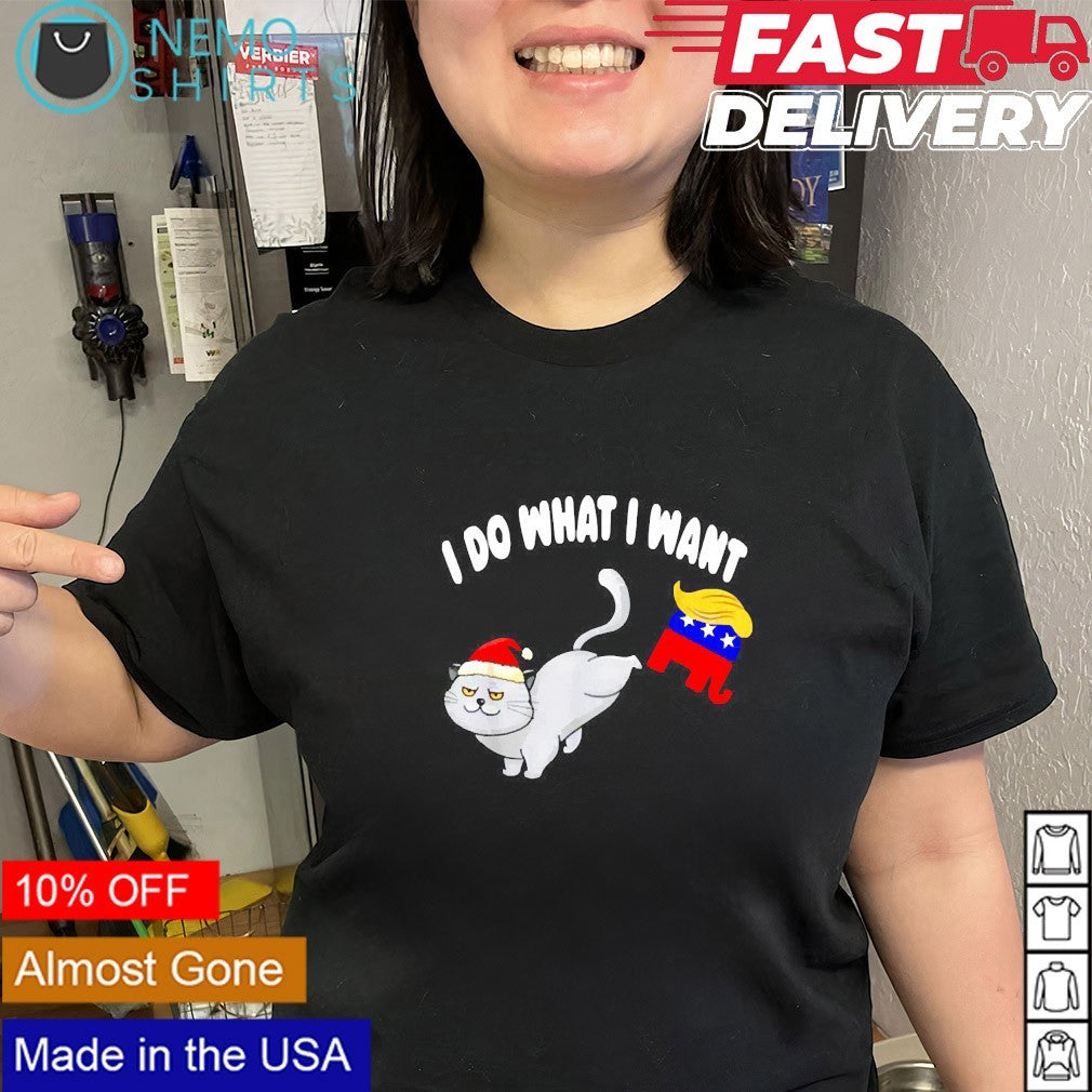 I do what want santa cat kicking Trump elephant - Adult & Kids T-Shirts, Sweatshirts & Hoodies apparel design preview 3